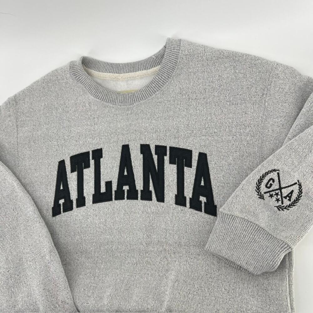 New York Popular Atlanta GA Crew Neck Sweatshirt Adult XL Gray Black Ribbed Hem
